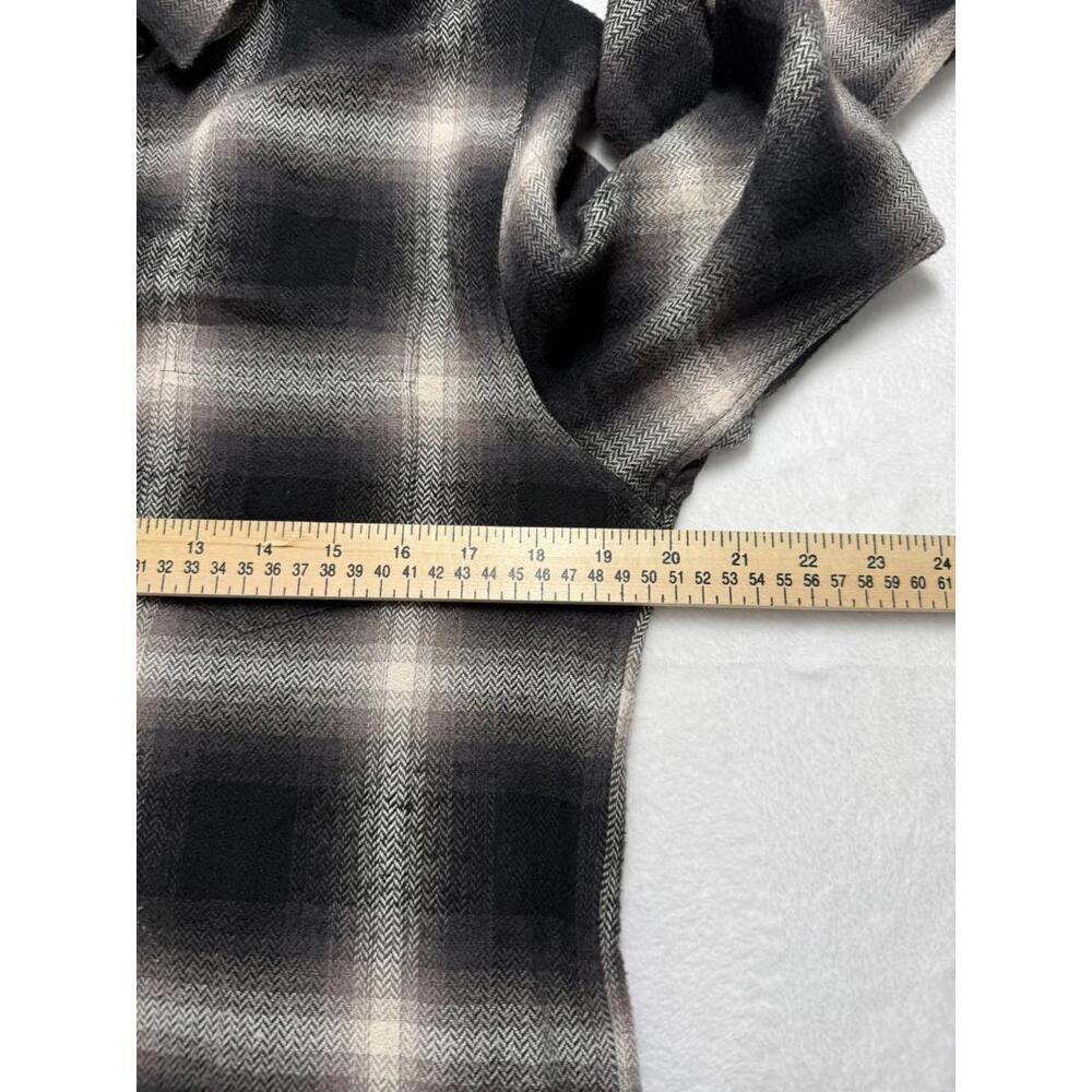 John Elliot Brushed Flannel Button Up Shirt White Black Plaid Medium - Picture 5 of 6